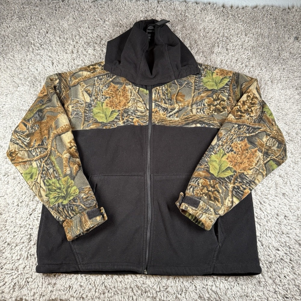 CABELA'S Kids Youth 2XL Black Camouflage‎ Full-Zip Lined Hooded Fleece Jacket